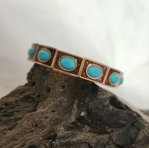NWT Lia Sophia "Candy Coated" Turquoise Gold and Bronze tone bracelet